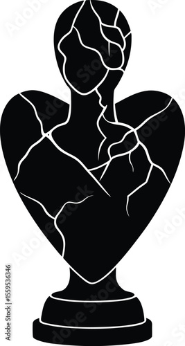 Cracked Heart Vector Silhouette

