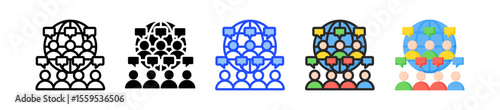Public Forum Icon Collection With Multiple Styles