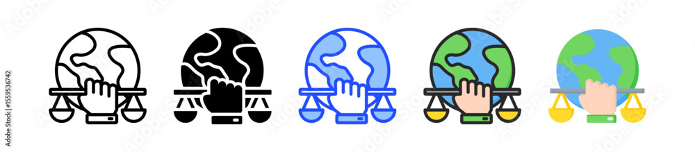 Fototapeta premium Social Justice Icon Collection With Multiple Styles