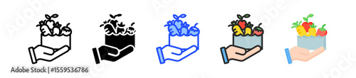 Food Donation Icon Collection With Multiple Styles