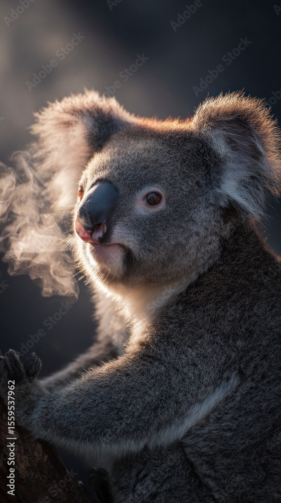 Naklejka premium Koala closeup in natural light