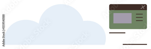 Cloud and file window visualizing data management, backup, file sharing, and hosting. Ideal for cloud computing, IT services, web development, data security, digital storage networking simple