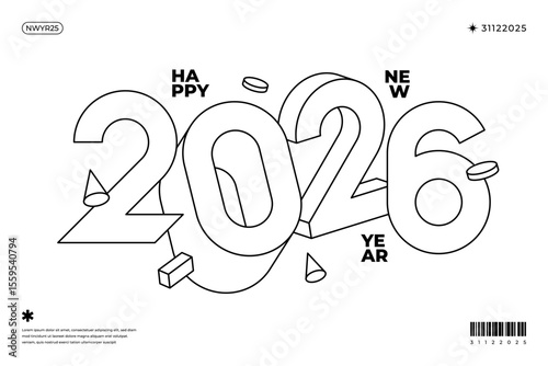 A vibrant and modern design showcasing the year 2026 in a dynamic color combinations