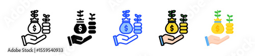 Profitability Icon Collection With Multiple Styles