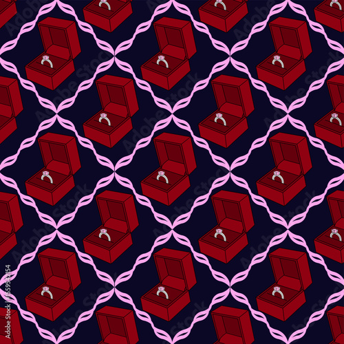 Romantic Proposal Ring Box Seamless Pattern