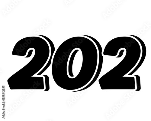Stylized black number 202 on transparent background, with a bold, 3D appearance and shadow effects for added depth and dimension.