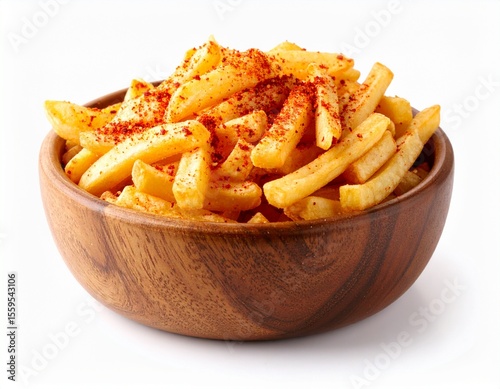 French Fries On A Wooden Bowl