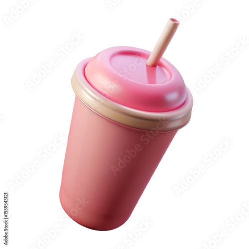 pink plastic cup with straw