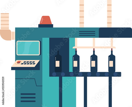 Wine production industrial line vector illustration