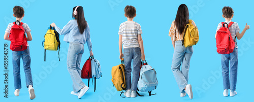 Set of many students of dif...
