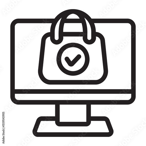 online shopping line icon