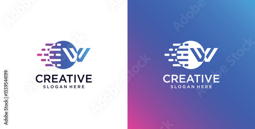 ikon logo W awal teknologi digital