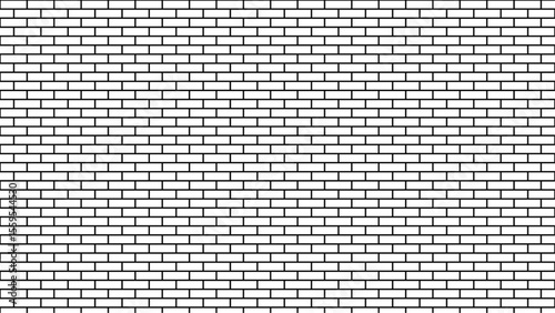 White brick blank home wall texture copy for space panorama, black ceramic tiles wallpaper. white brick wall used for background.