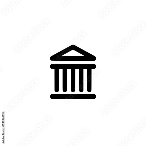 Classical building icon with pillars in outline style representing institutions, museums, or government facilities