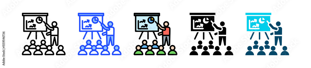 Fototapeta premium Presentation Icon Collection With Multiple Styles