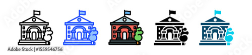 Town Hall Icon Collection With Multiple Styles