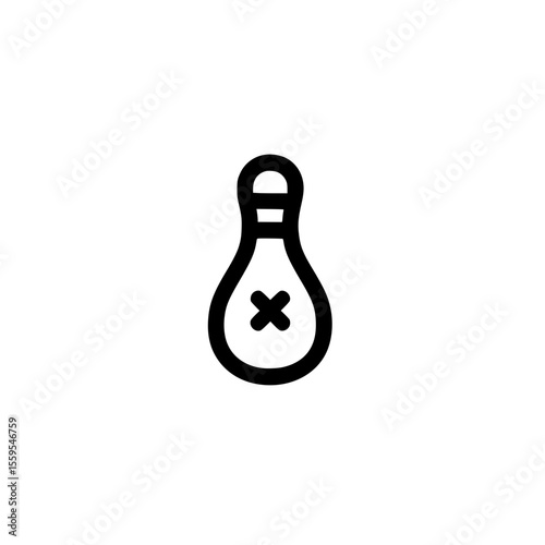 Simple bowling ball icon with one finger hole representing sports or leisure game activity