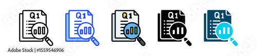 Quarterly Review Icon Collection With Multiple Styles