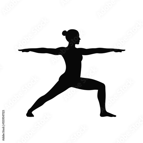 Man in Warrior II Yoga Pose Silhouette