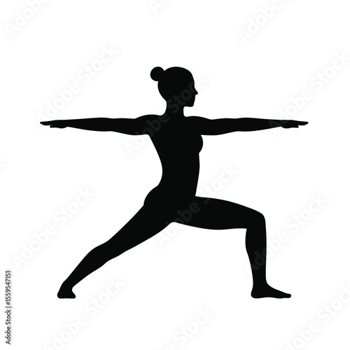 Man in Warrior II Yoga Pose Silhouette