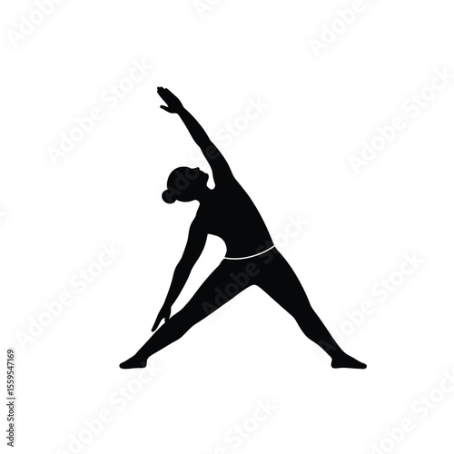 Person in Triangle Yoga Pose Silhouette Vector