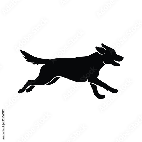 Running Dog Silhouette Vector Icon 