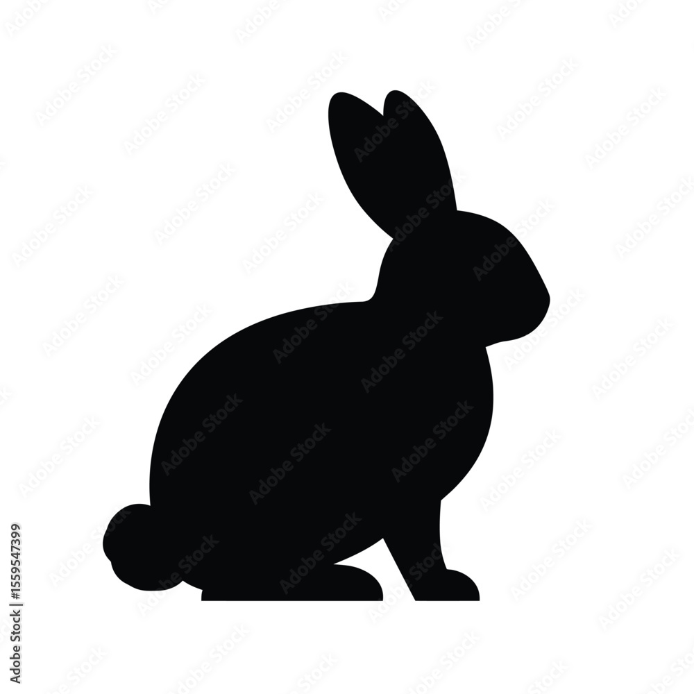 Obraz premium Sitting Rabbit Side View Silhouette
