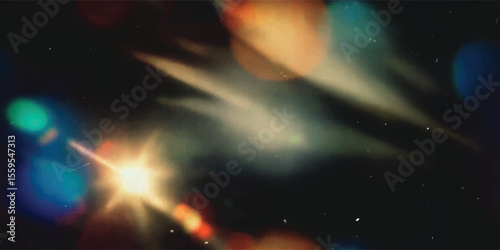 Vector seamless pattern, Film texture background with grain dust light leak lens flare overlay effect