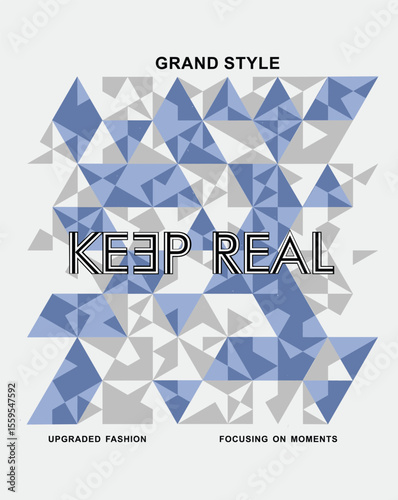 Triangle shapes in random order texture with stripe text positive lines vector design