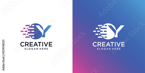 ikon logo Y awal teknologi digital