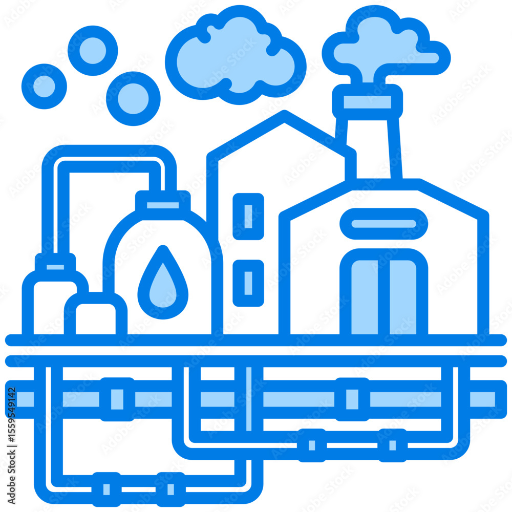 Oil Refinery Emission Icon Oil Refinery Emission Icon