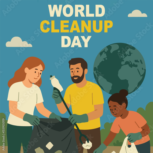 World Cleanup Day People Volunteering to Clean the Environment