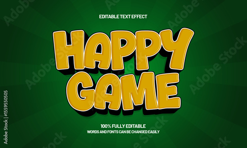 happy game editable text effect with a play and kids text style