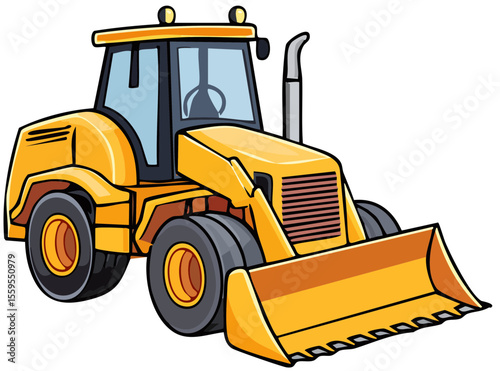 Yellow Front End Loader Construction Equipment Vector