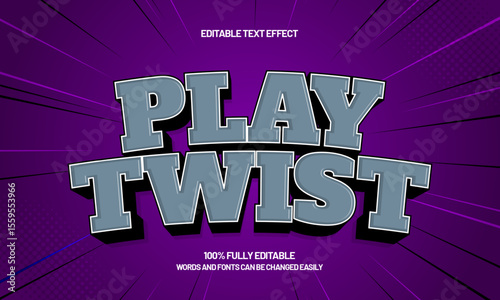 play twist editable text effect with a play and kids text style