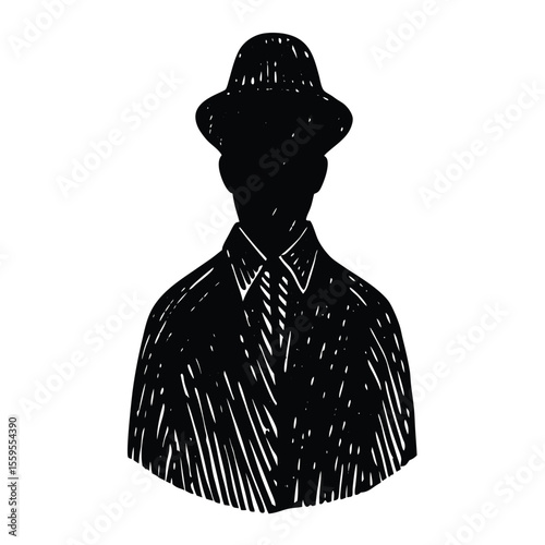 Pencil crosshatch hatching on paper, forming a textured silhouette painting with layered strokes, depth, and shading for an artistic, hand-drawn sketch look.

