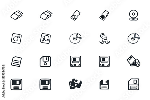 Collection of Vintage Computer Storage Icons