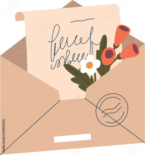 Envelope greeting card floral design