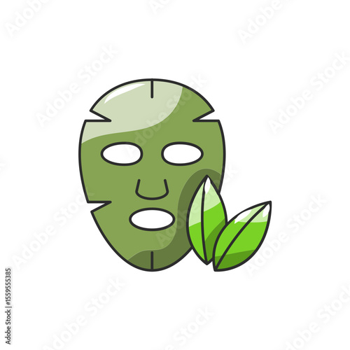 Spa Mask Icon, Facial Treatment Natural Relaxation Vector.
