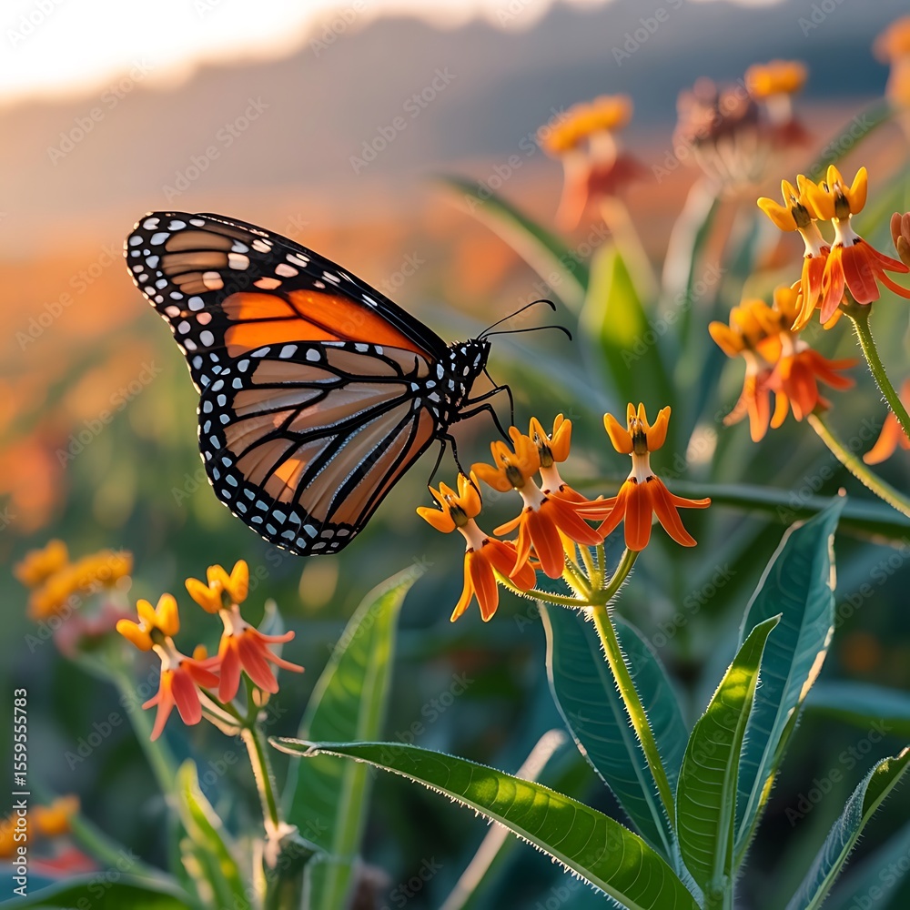 Naklejka premium butterfly on flower