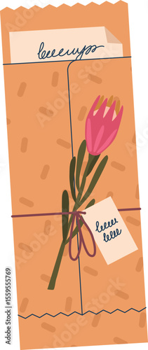 Postal envelope with floral design