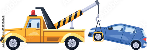 Evacuator driving car vector illustration