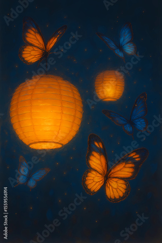 Night Lanterns and Butterflies