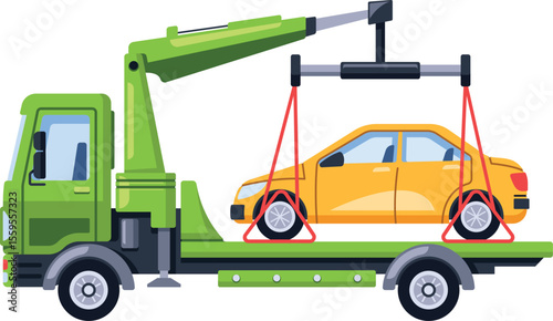 Tow truck evacuating damaged car