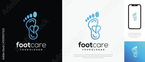 Foot care love logo design. Podiatry foot care logo template. Foot love logo symbol icon