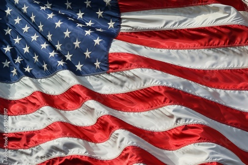 Close-Up of Waving American Flag with Stars and Stripes — USA Patriotism Symbol