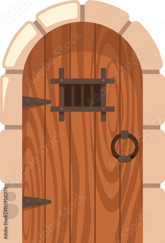 Medieval palace entrance door vector illustration