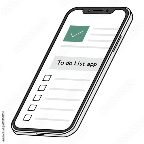 Modern smartphone displaying a clean and simple to do list application with a completed task and blank checkboxes for organization and productivity