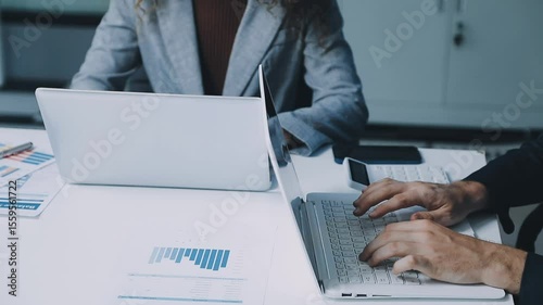 Accounting company provide finance and taxation planning for profitable cash flow, Auditor and accountant team working in office, analyze financial data and accounting record with calculator.Insight