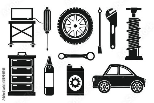 Automobile repair tools and equipment collection tire